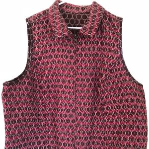 CJ Banks Dark Pink and Brown Reversible Vest 2X